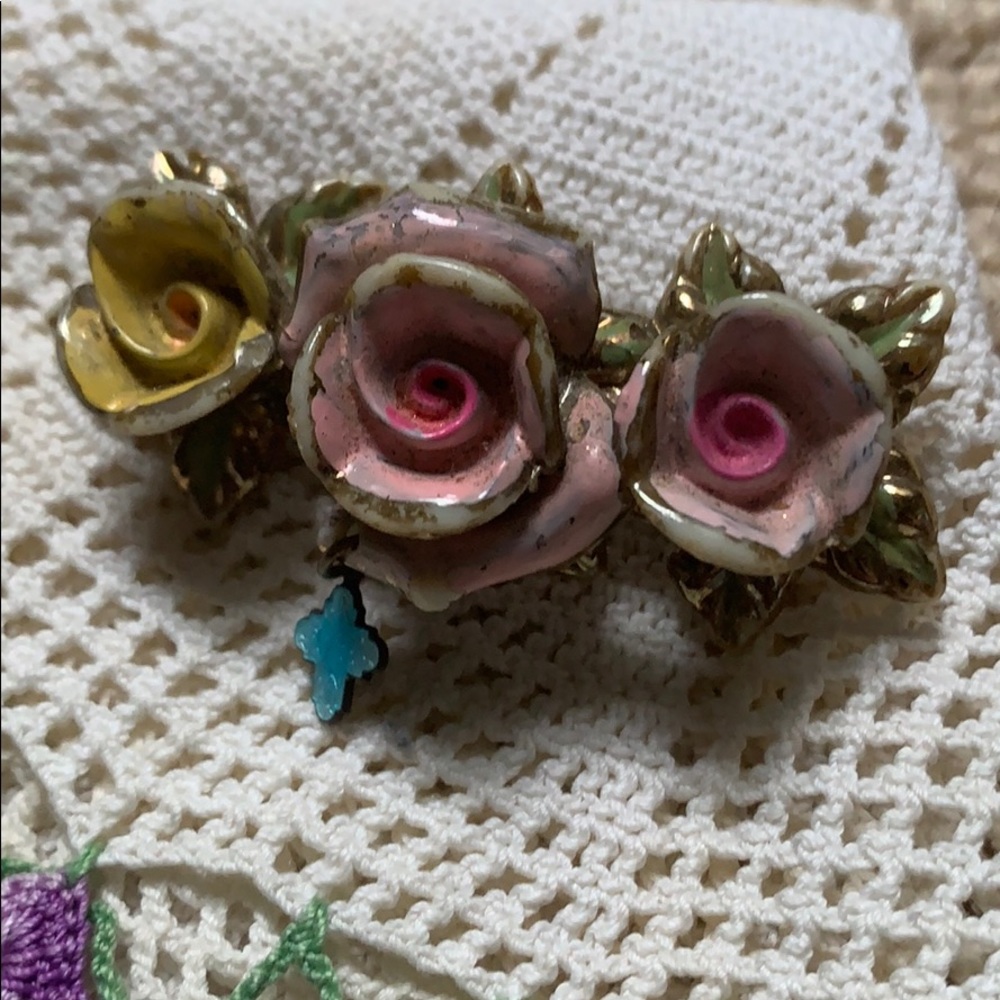 Antique Rose and Dangle Pin